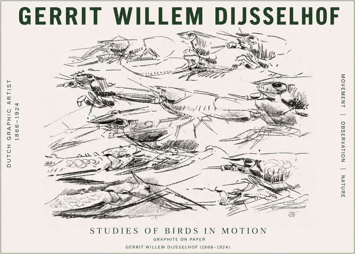 Gerrit Willem Dijsselhof Studies of Birds in Motion No4 - Poster