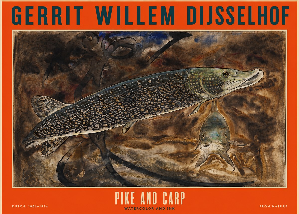 Gerrit Willem Dijsselhof Pike and Carp No2 - Poster