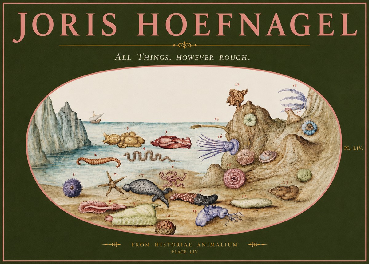 Joris Hoefnagel Totvs Echinvs Asper. Plate Liv No5 - Poster