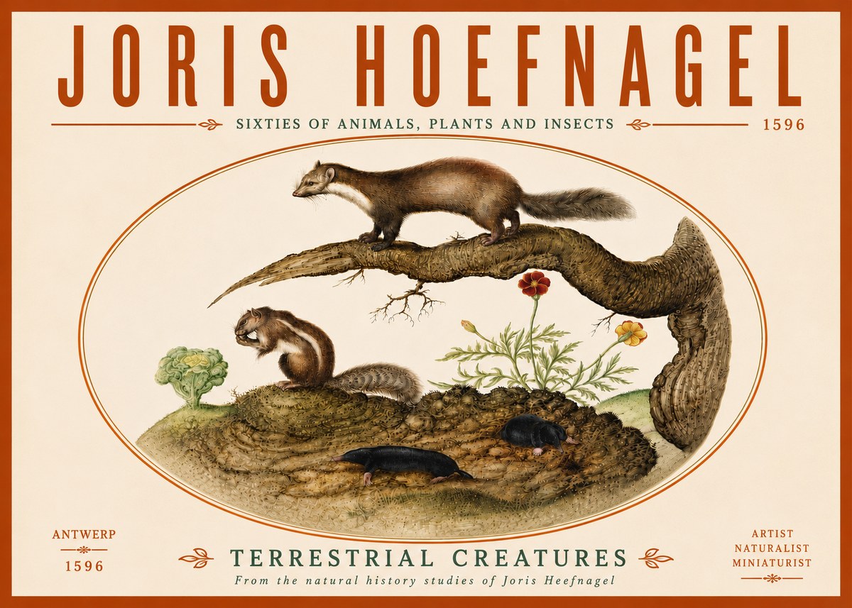 Joris Hoefnagel Terrestrial Creatures No6 - Poster