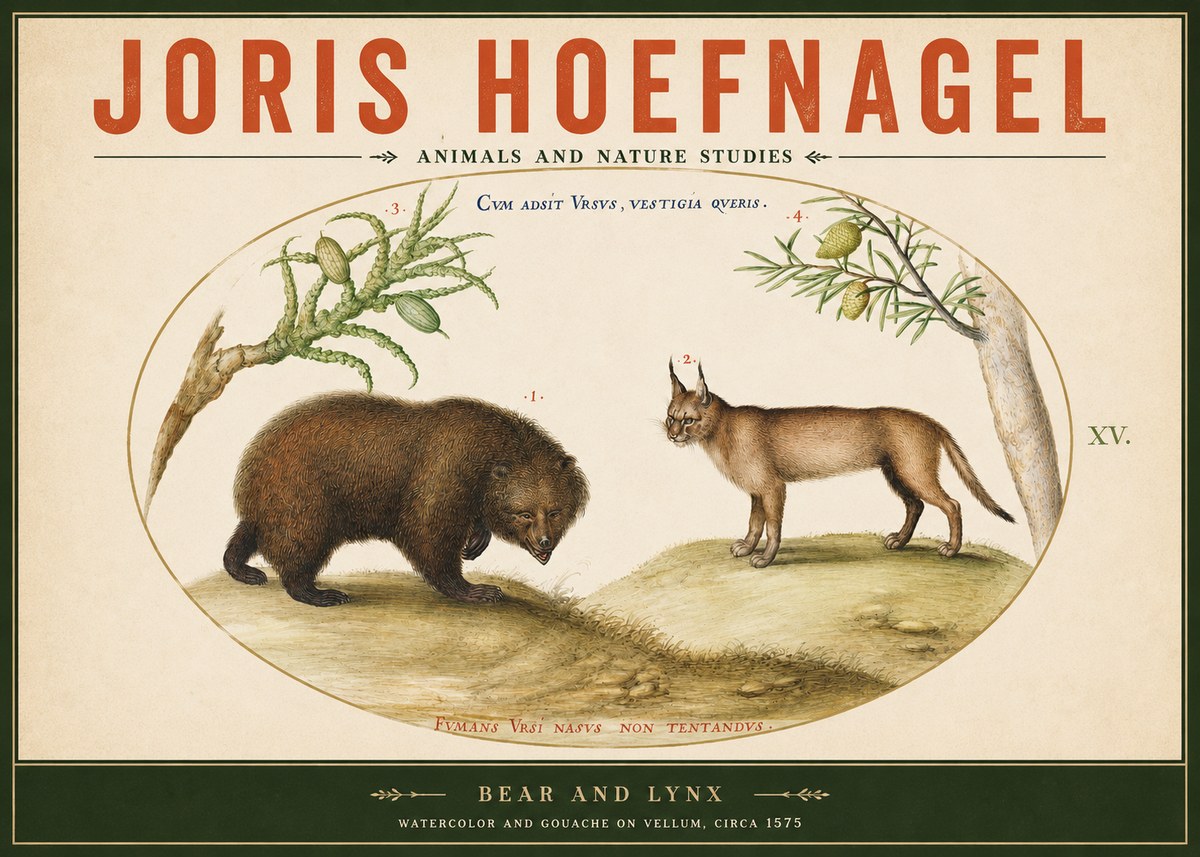 Joris Hoefnagel Bear and Lynx No2 - Poster