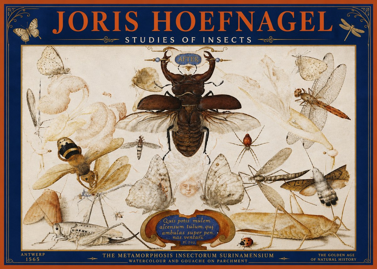 Joris Hoefnagel Studies of Insects I No4 - Poster