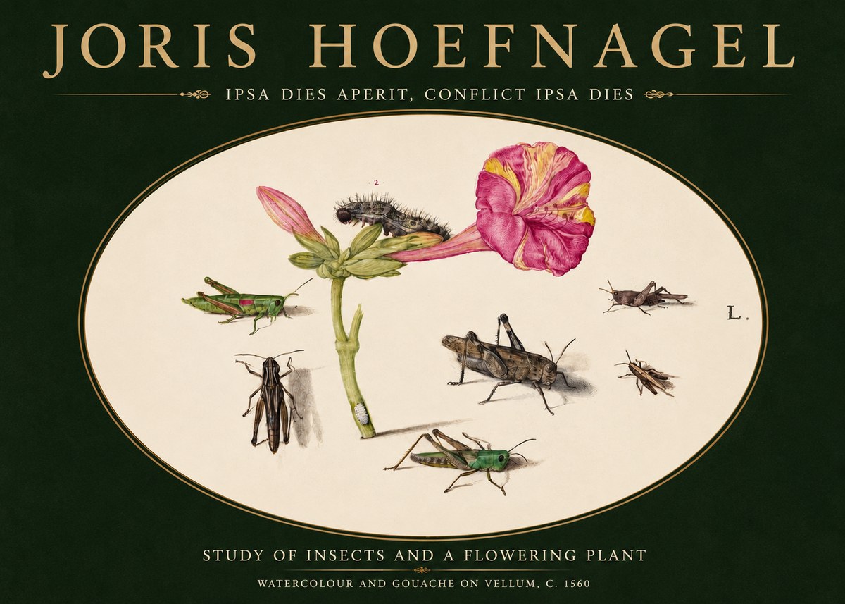 Joris Hoefnagel Study of Insects and a Flowering Plant No3 - Poster