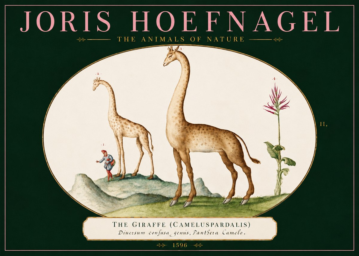 Joris Hoefnagel The Giraffe (Cameluspardalis) No2 - Poster