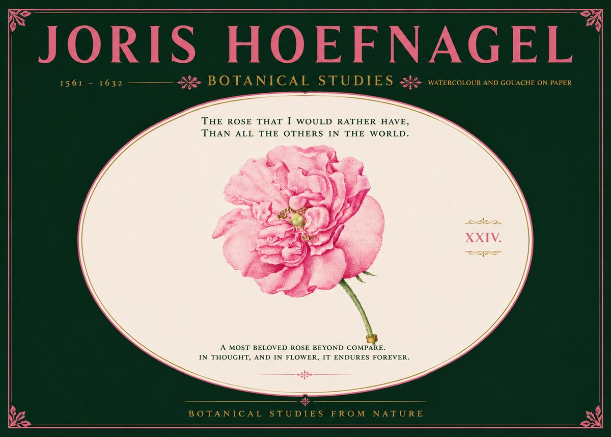 Joris Hoefnagel A Pink Damask Rose No6 - Poster