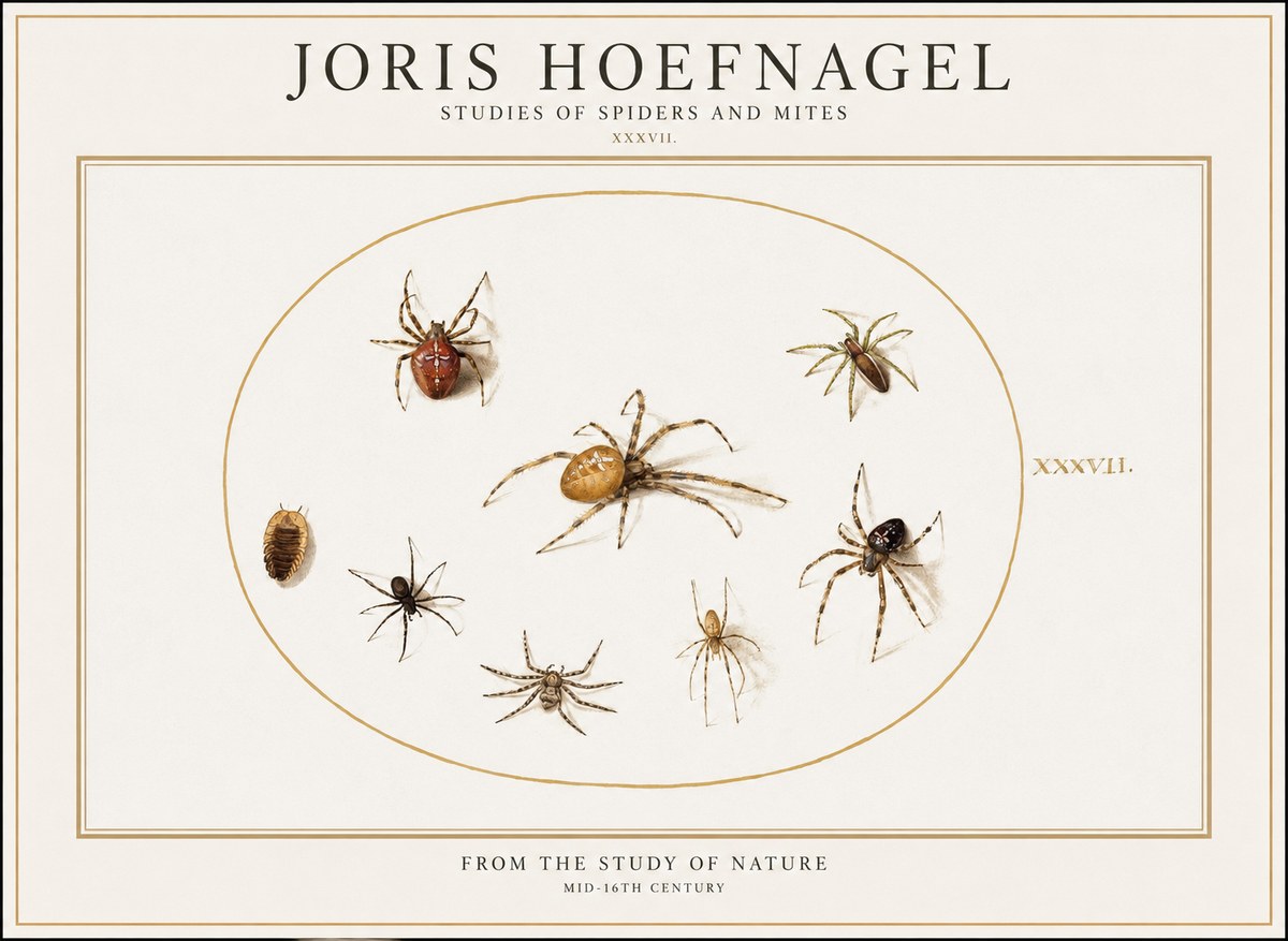 Joris Hoefnagel Study of Spiders and Mites - Plate Xxxvii. No2 - Poster