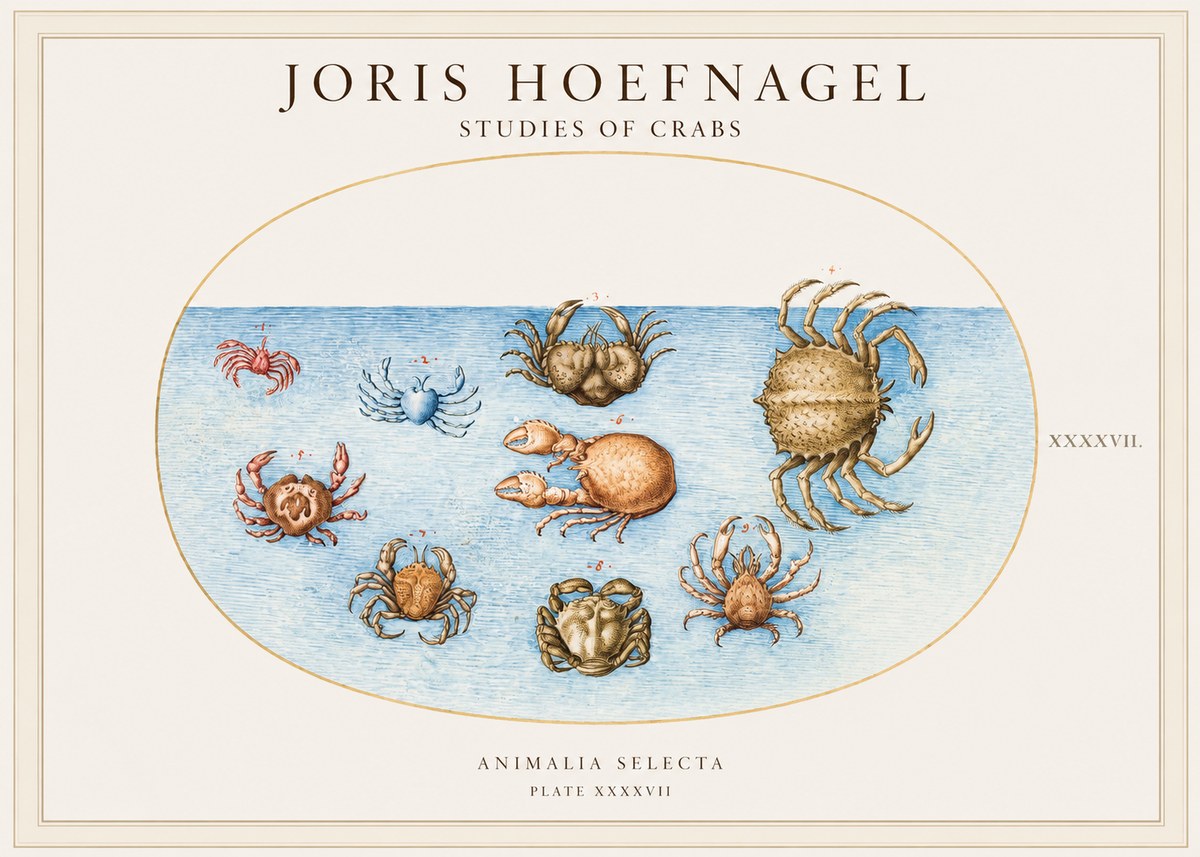 Joris Hoefnagel Studies of Crabs No1 - Poster