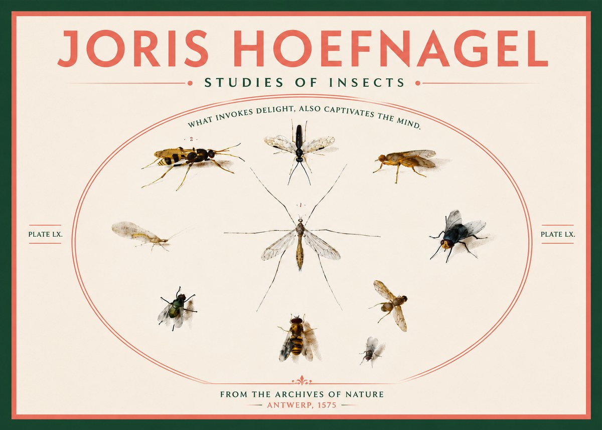 Joris Hoefnagel Studies of Insects III No6 - Poster