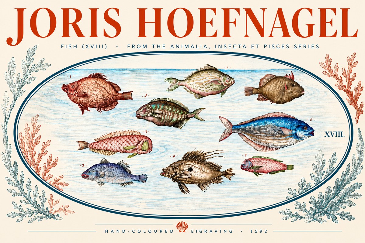 Joris Hoefnagel Studies of Fish I No5 - Poster