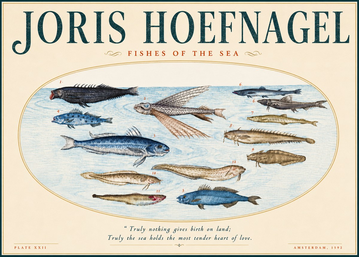 Joris Hoefnagel Fishes of the Sea I No4 - Poster