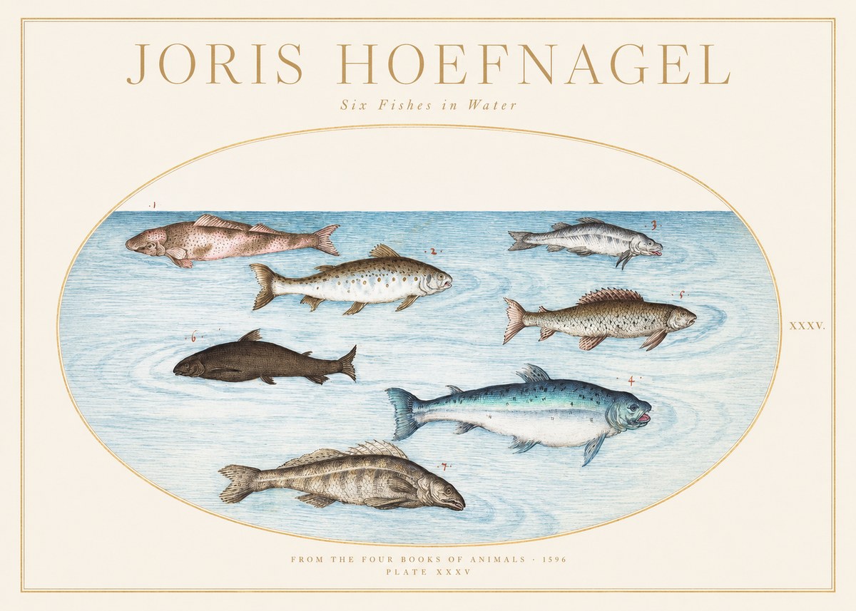 Joris Hoefnagel Six Fishes in Water I No1 - Poster