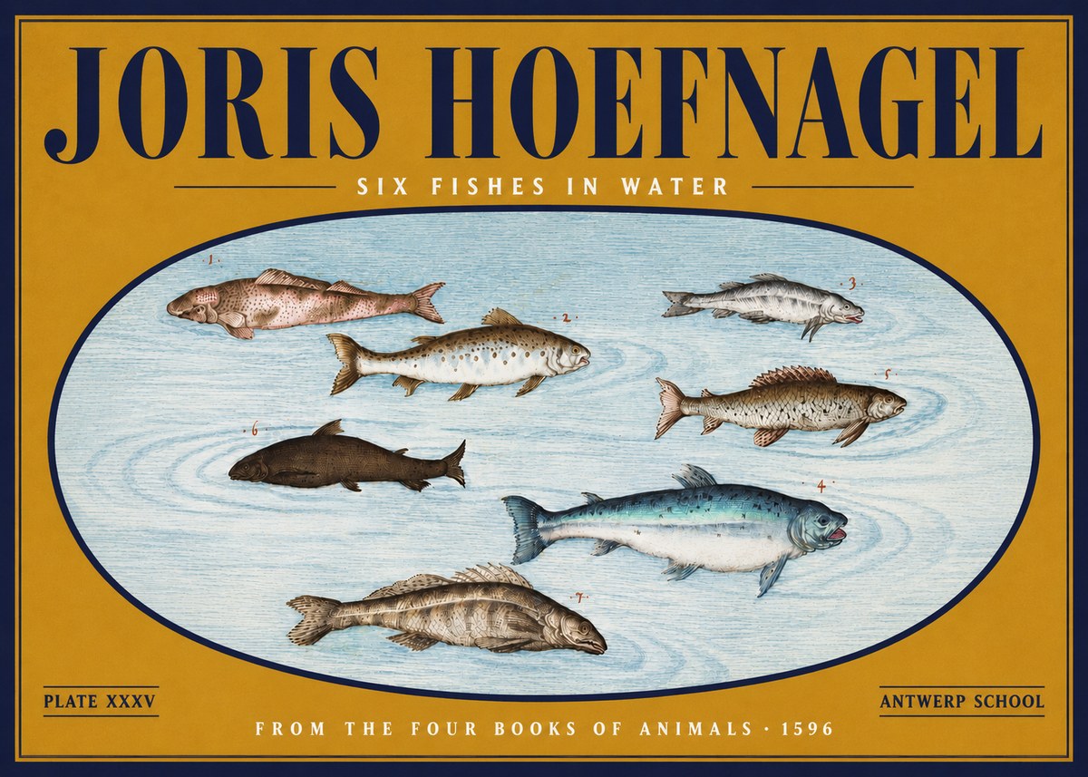 Joris Hoefnagel Six Fishes in Water I No4 - Poster