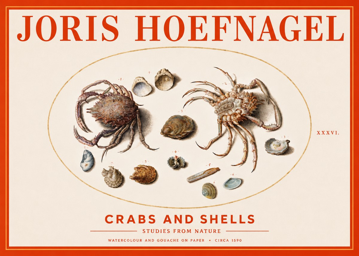 Joris Hoefnagel Crabs and Shells - Studies from Nature No3 - Poster