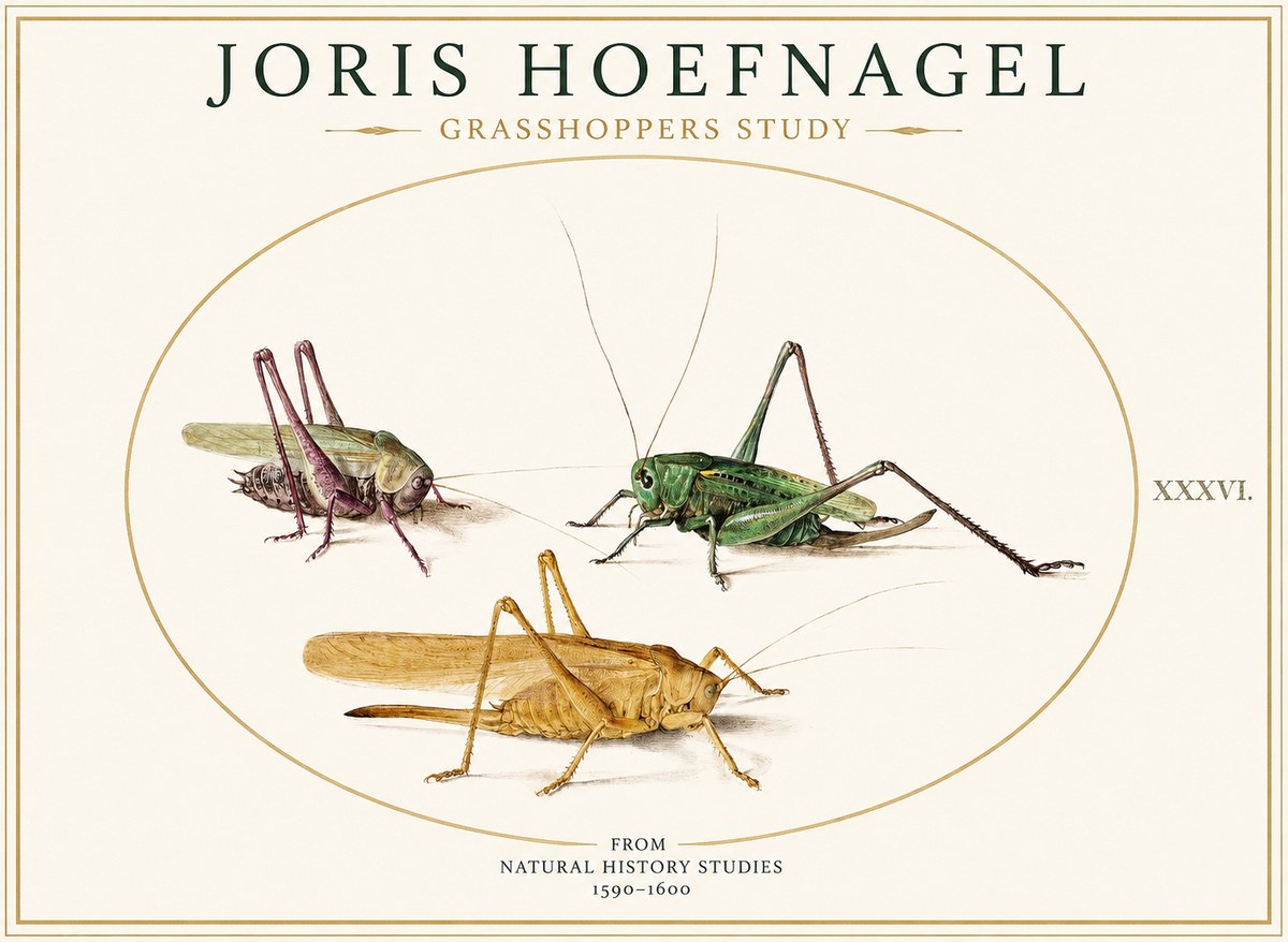 Joris Hoefnagel Grasshoppers Study No1 - Poster
