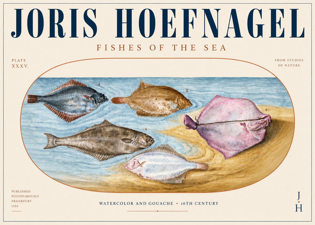 Joris Hoefnagel Fishes of the Sea II No3 - Poster