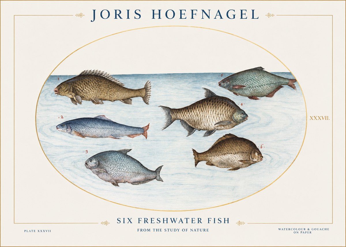 Joris Hoefnagel Six Freshwater Fish No1 - Poster