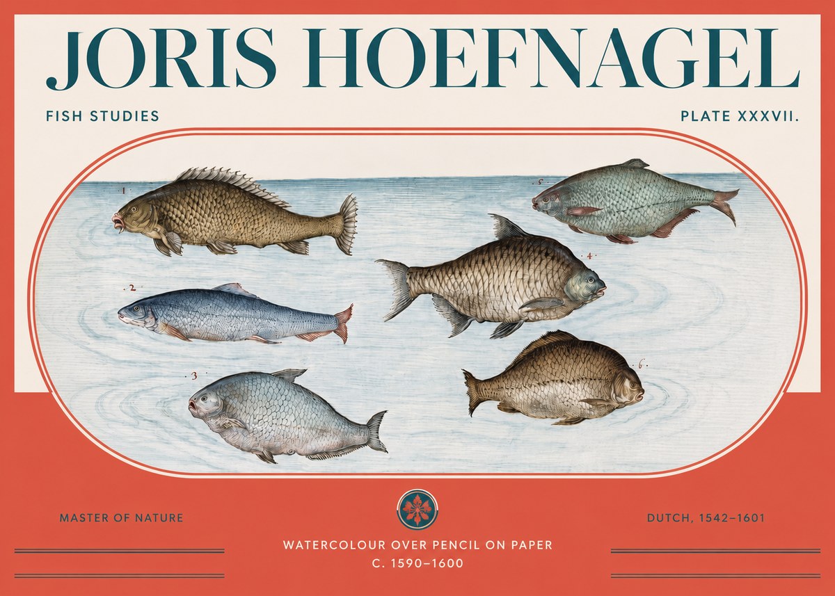 Joris Hoefnagel Six Freshwater Fish No3 - Poster