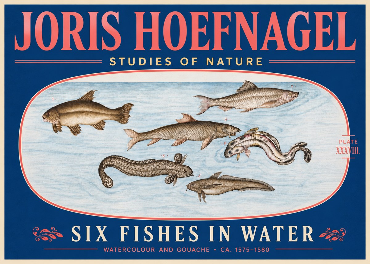 Joris Hoefnagel Six Fishes in Water II No5 - Poster