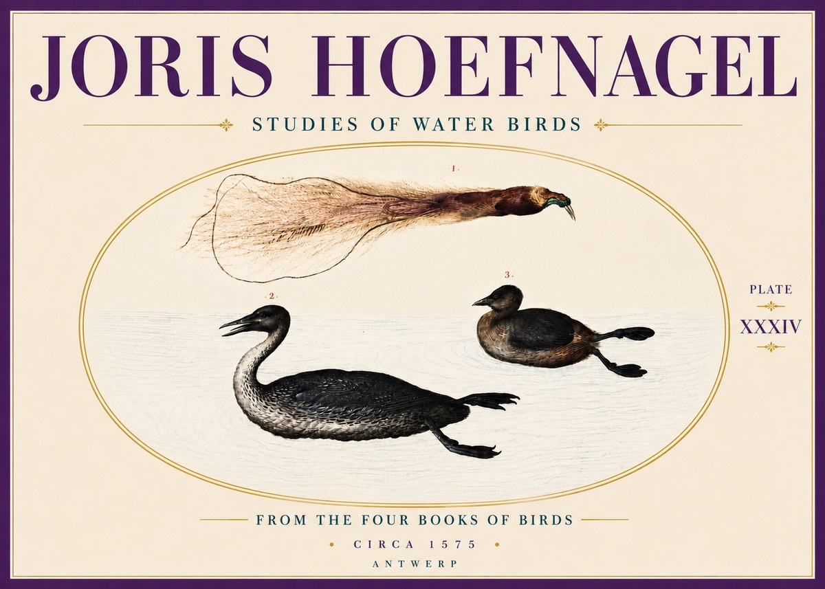 Joris Hoefnagel Studies of Water Birds No6 - Poster