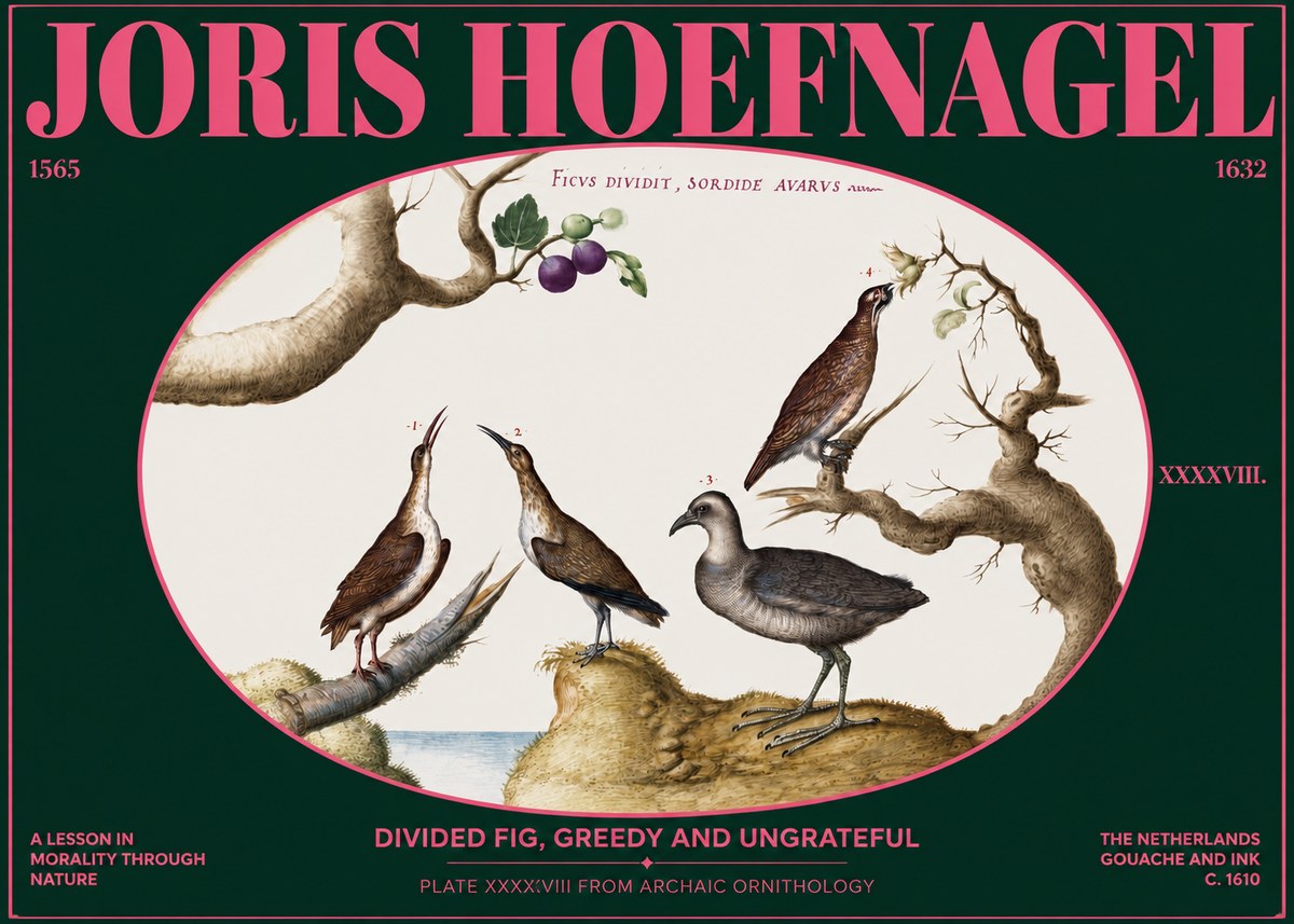 Joris Hoefnagel Birds from the Four Parts of the World No3 - Poster