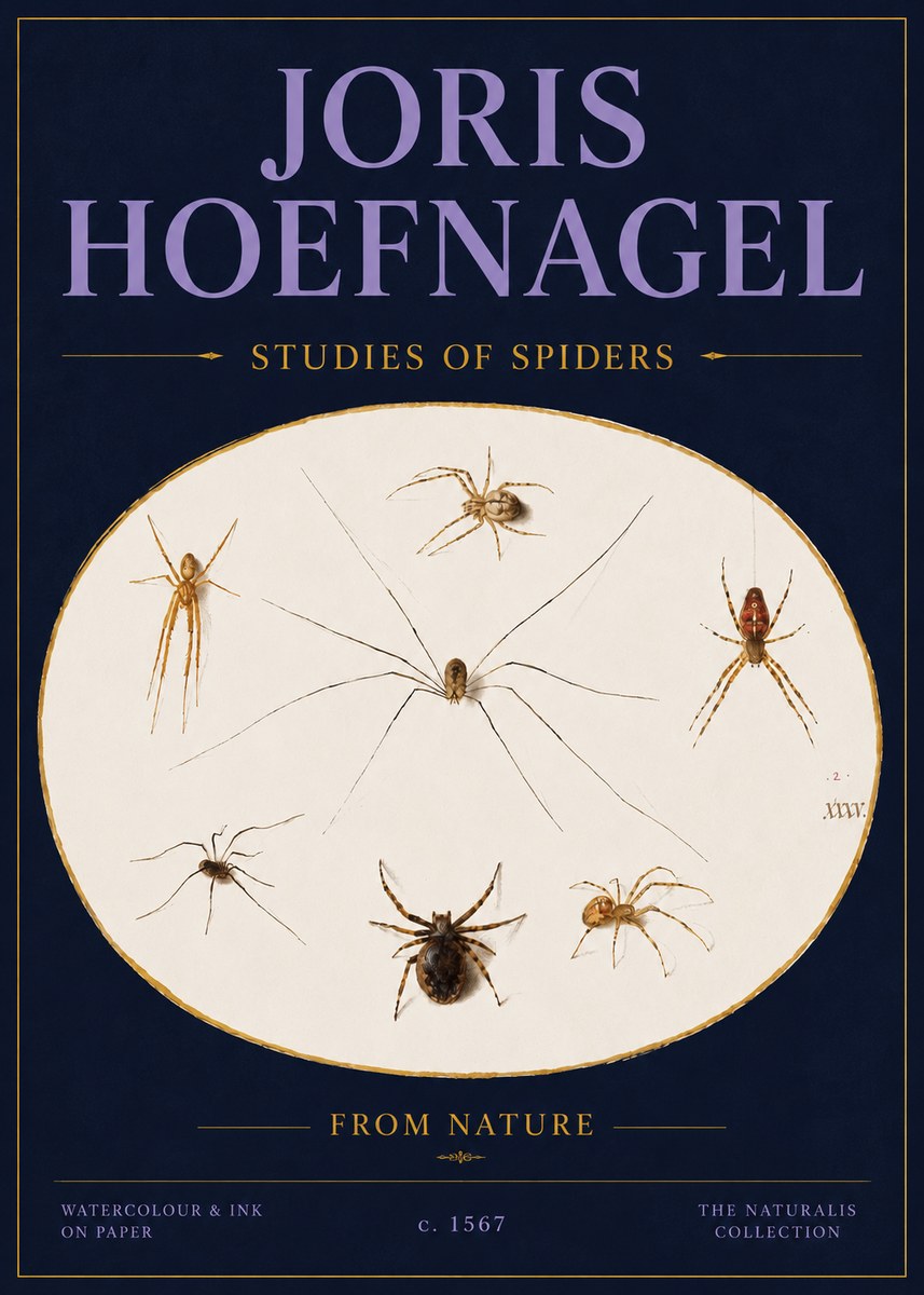 Joris Hoefnagel Studies of Spiders from Nature No4 - Poster