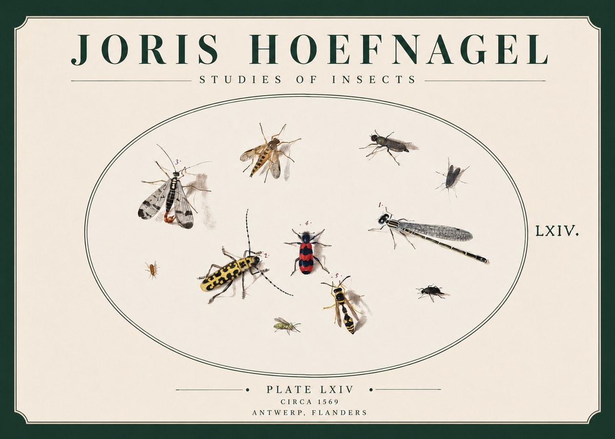 Joris Hoefnagel Studies of Insects - Plate Lxiv No3 - Poster