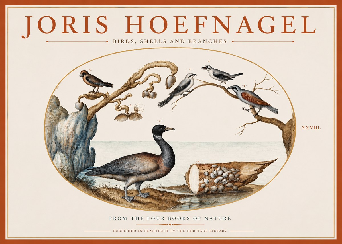 Joris Hoefnagel Birds, Shells and Branches No3 - Poster