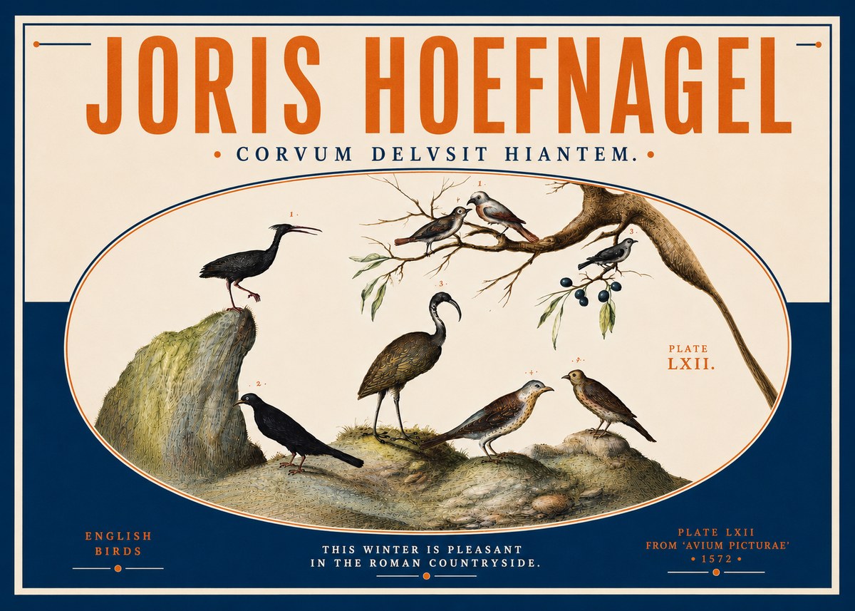 Joris Hoefnagel English Birds Plate Lxii No5 - Poster
