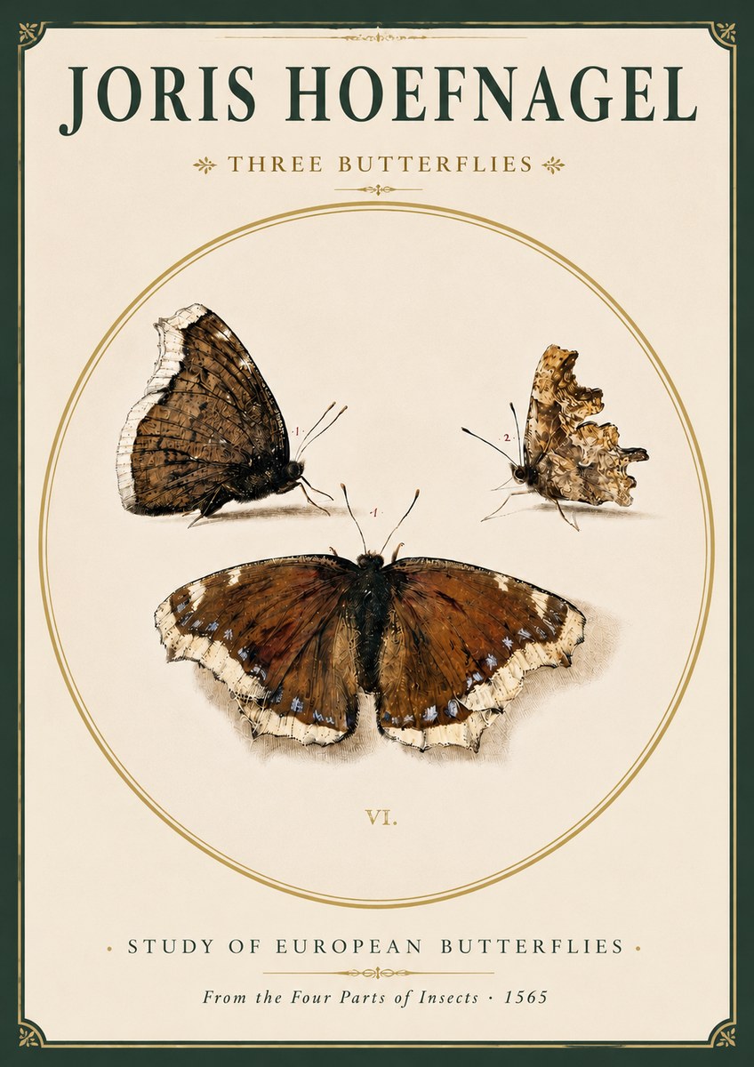 Joris Hoefnagel Three Butterflies I No3 - Poster
