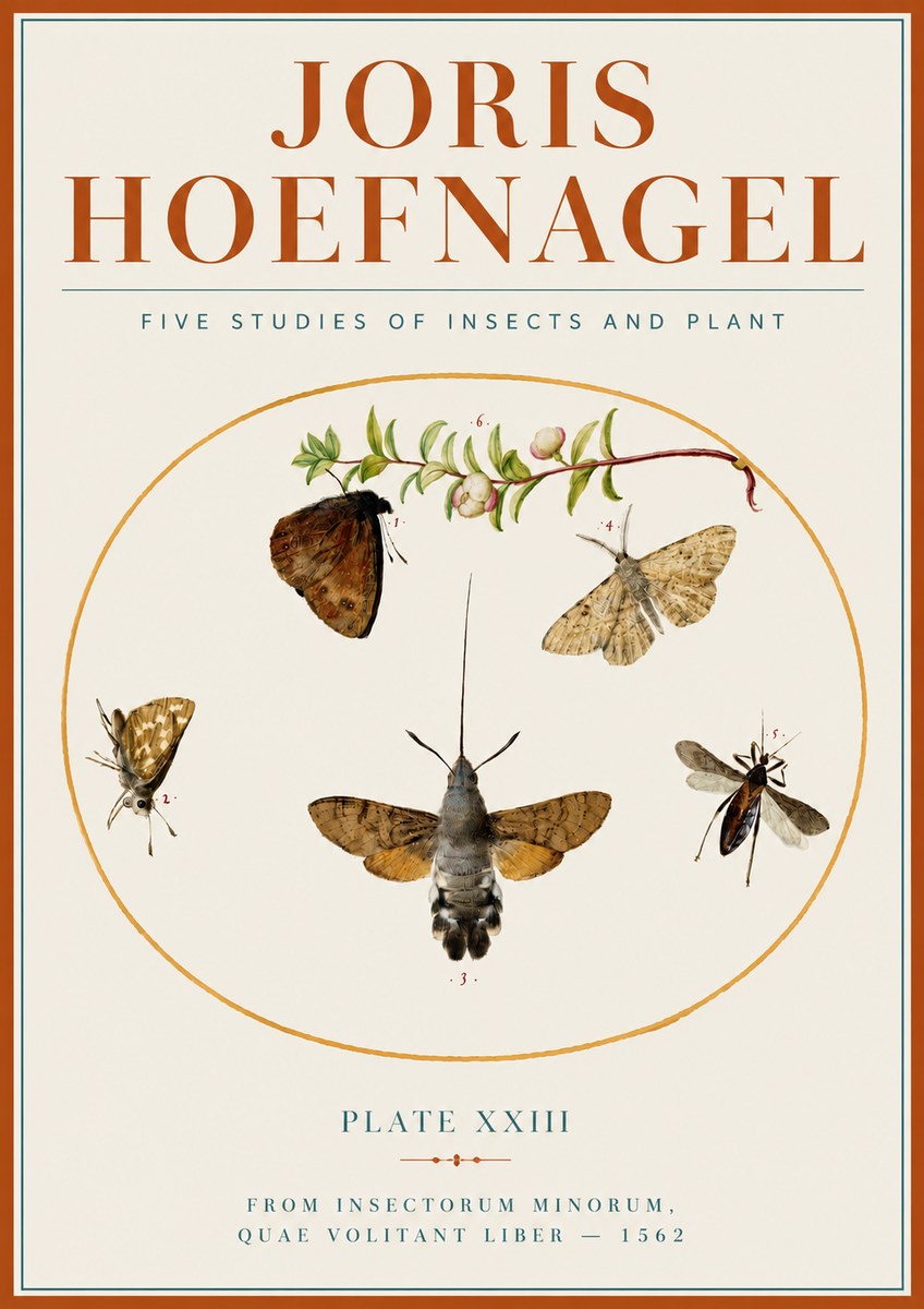 Joris Hoefnagel Five Studies of Insects and Plant No4 - Poster