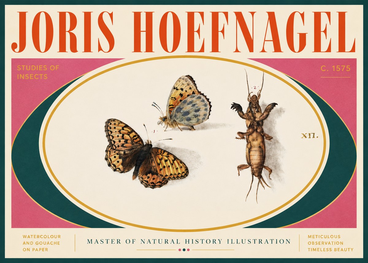 Joris Hoefnagel Studies of Insects Xii No4 - Poster