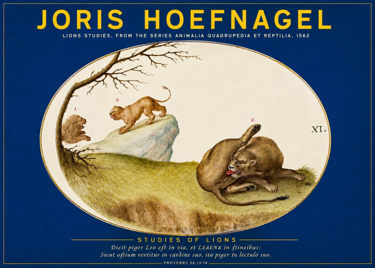 Joris Hoefnagel Lions Studies No2 - Poster