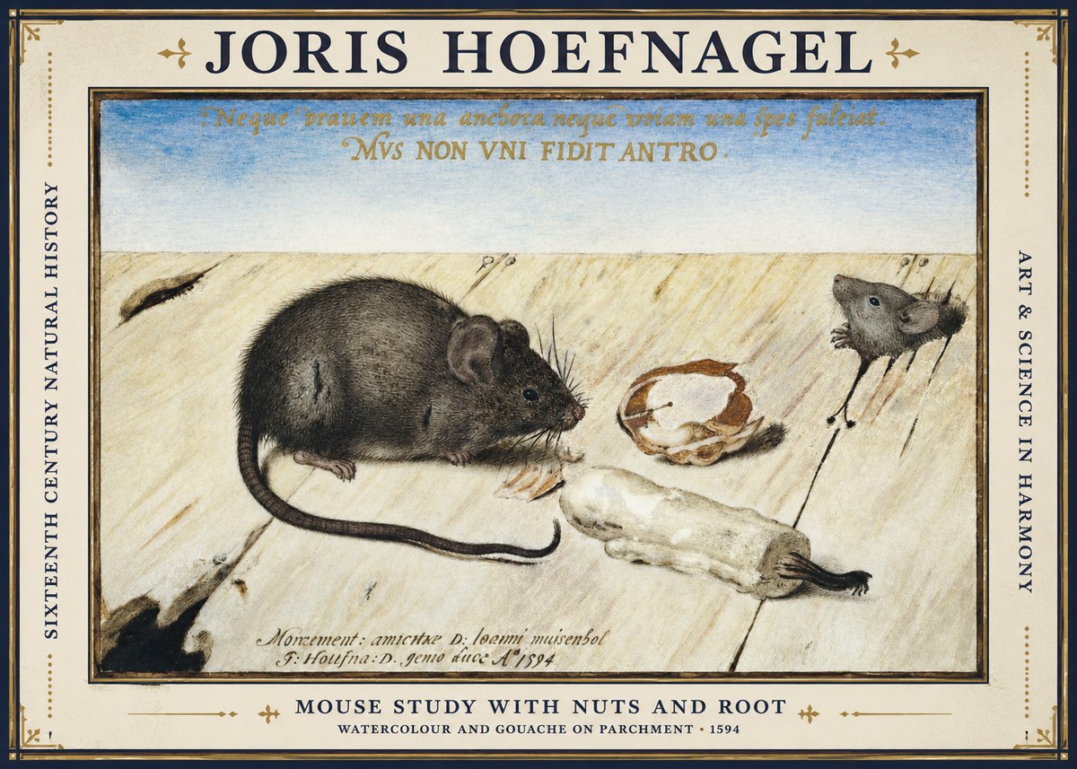 Joris Hoefnagel Mouse Study with Nuts and Root No1 - Poster