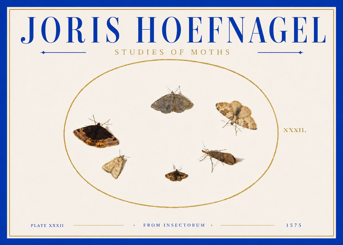 Joris Hoefnagel Studies of Moths III No6 - Poster