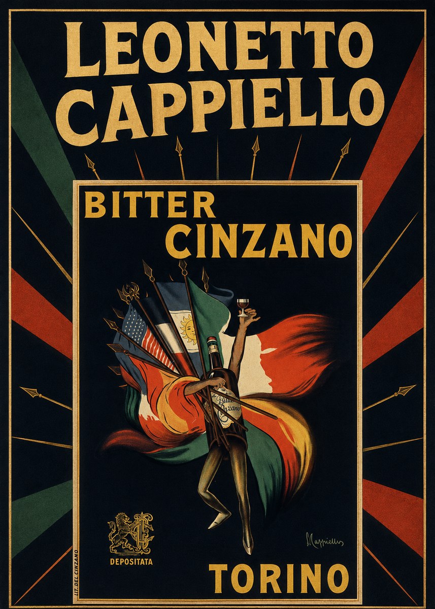 Leonetto Cappiello Bitter Cinzano Torino No5 - Poster