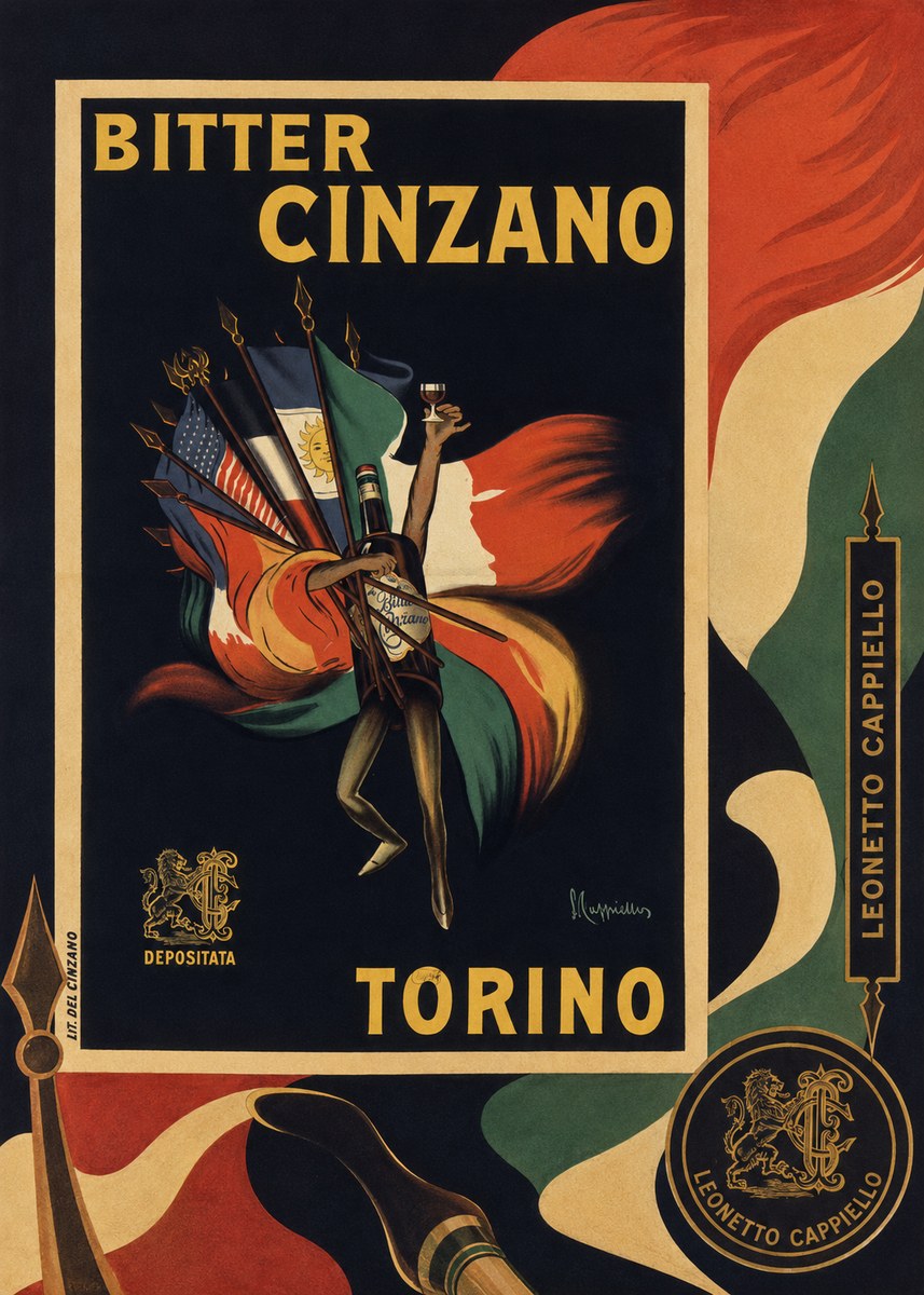 Leonetto Cappiello Bitter Cinzano Torino No6 - Poster