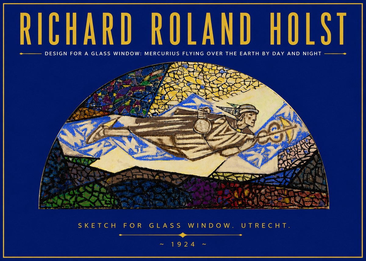 Richard Roland Holst Design for a Glass Window: Mercurius Flying over the Earth by Day and Night No5 - Poster