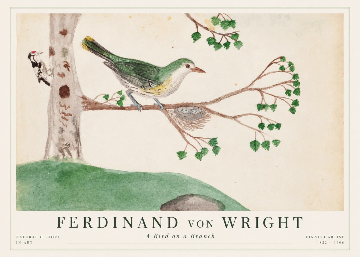 Ferdinand von Wright Green Warbler with Nest No2 - Poster