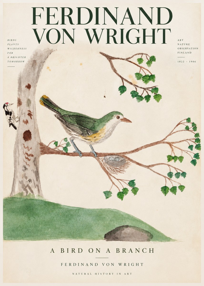 Ferdinand von Wright Green Warbler with Nest No4 - Poster