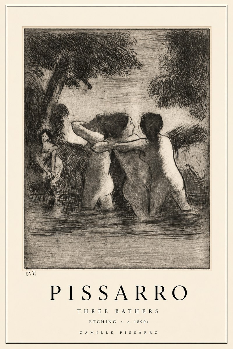 Pissarro Three Bathers No2 - Poster