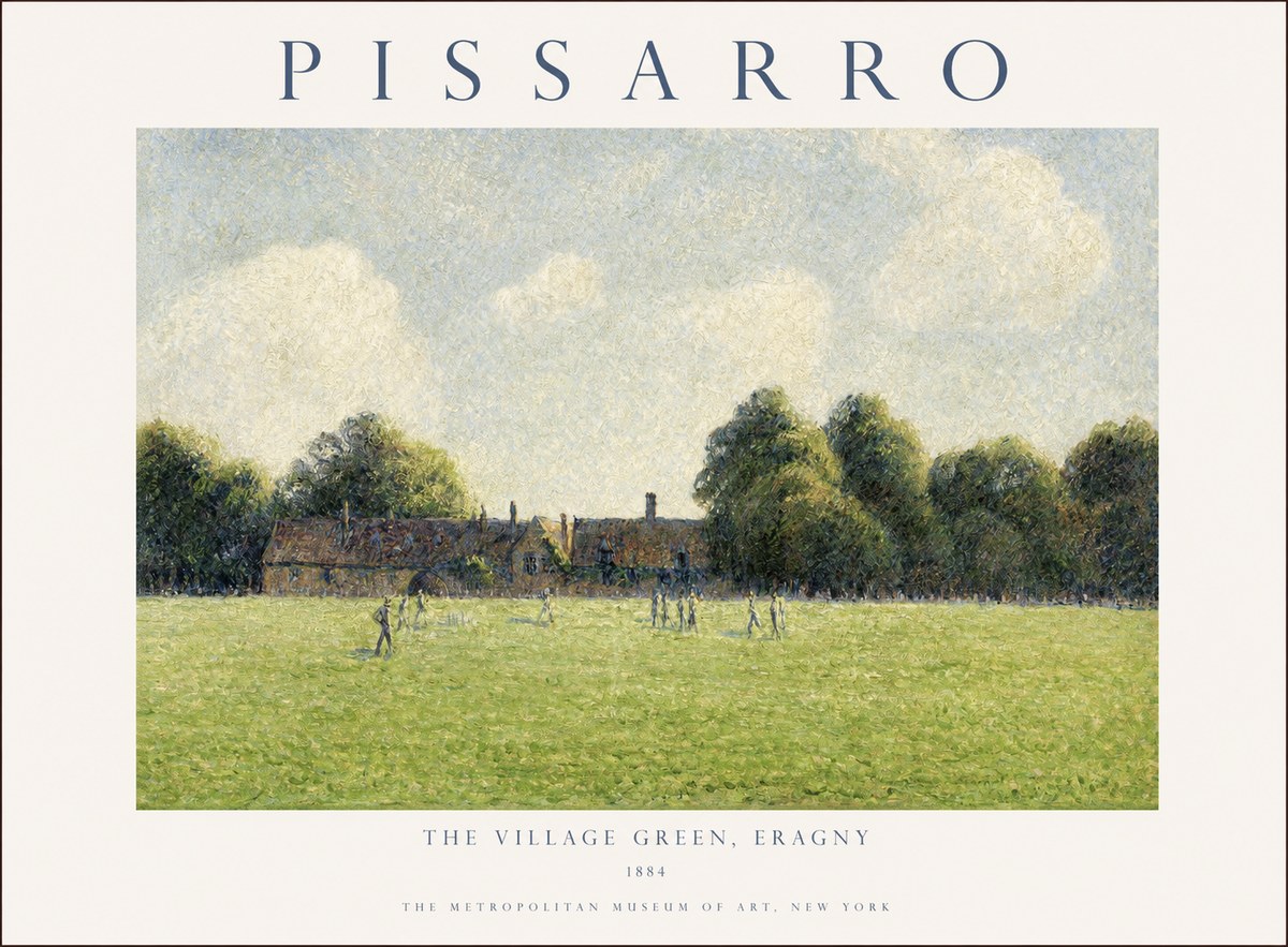 Pissarro The Village Green, Eragny No1 - Poster