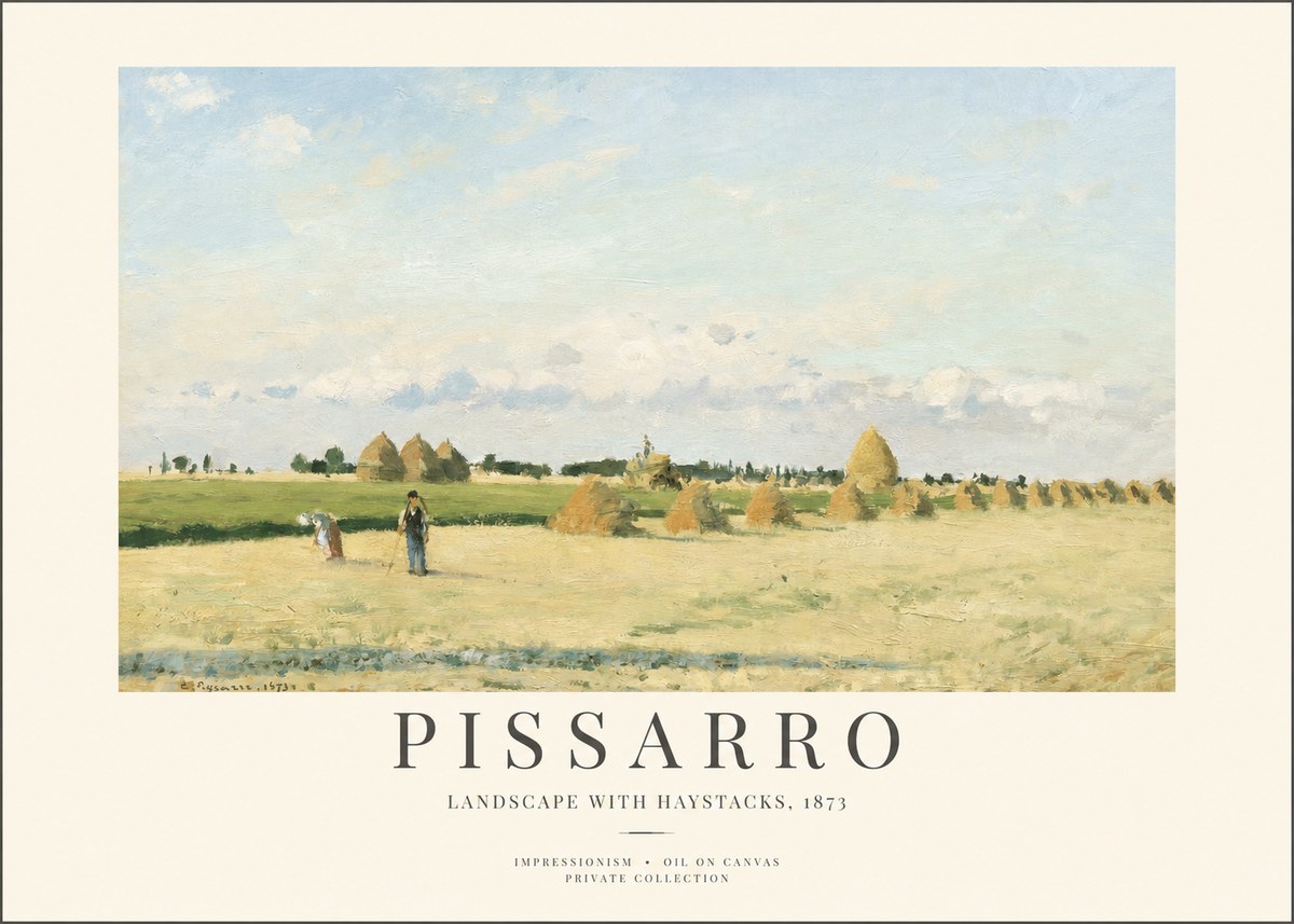 Pissarro Landscape with Haystacks, 1873 No1 - Poster