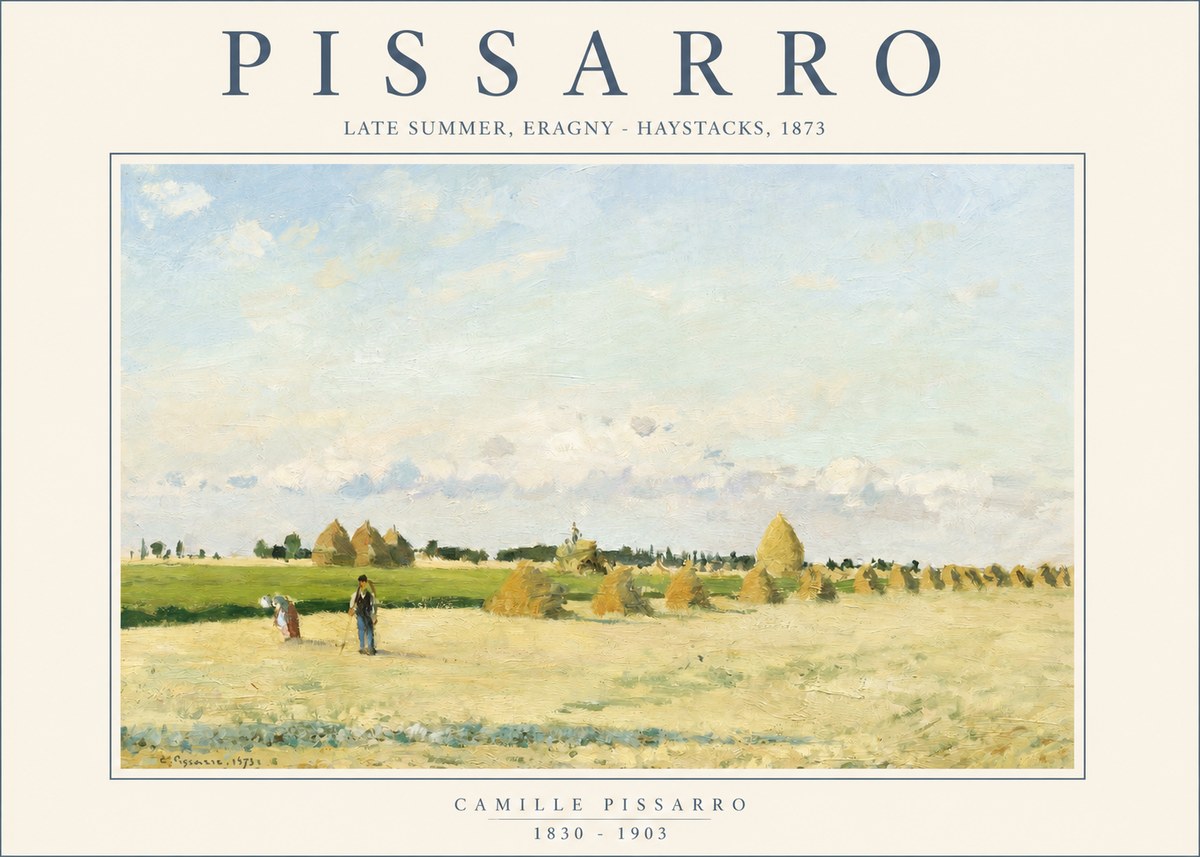 Pissarro Landscape with Haystacks, 1873 No2 - Poster