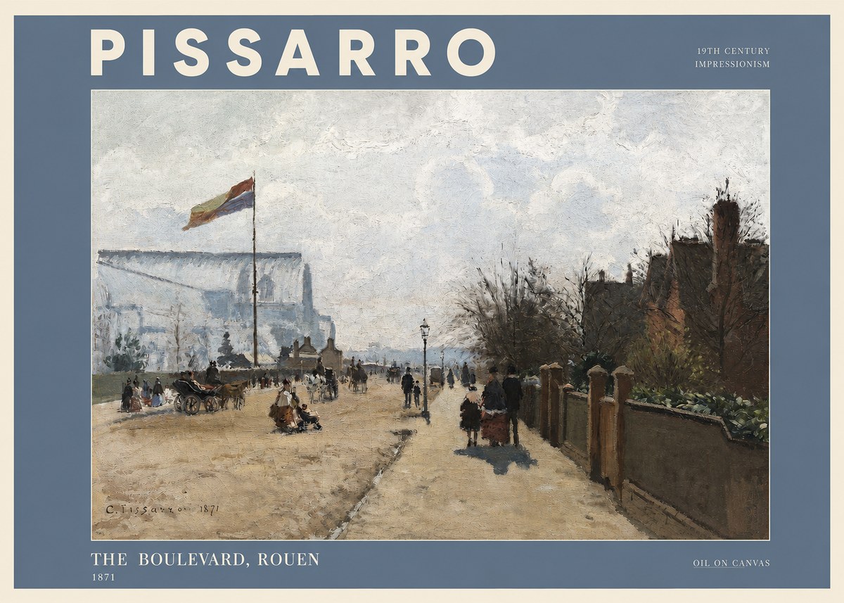 Pissarro The Boulevard, Rouen No2 - Poster