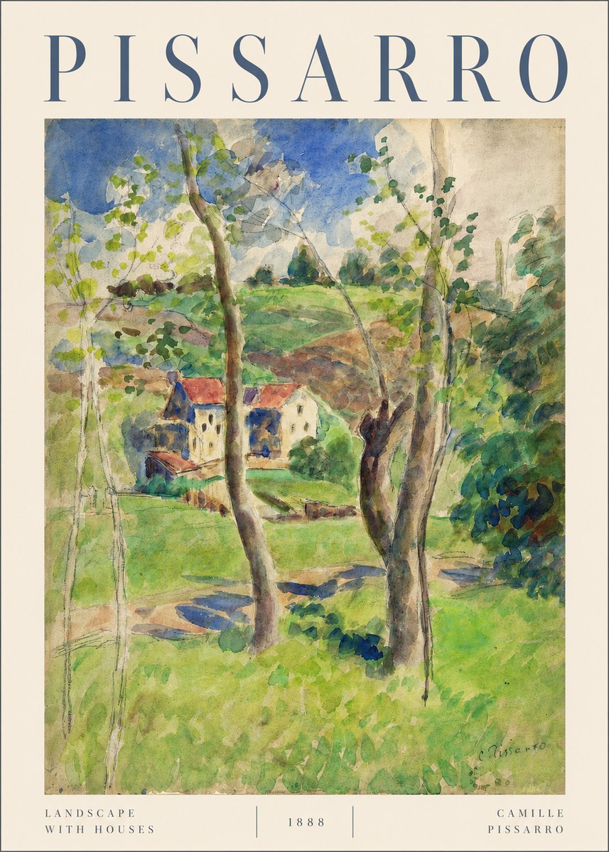 Pissarro Landscape with Houses No3 - Poster