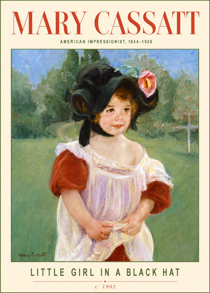 Mary Cassatt Little Girl in a Black Hat No2 - Poster