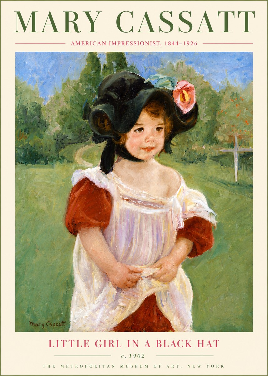 Mary Cassatt Little Girl in a Black Hat No6 - Poster