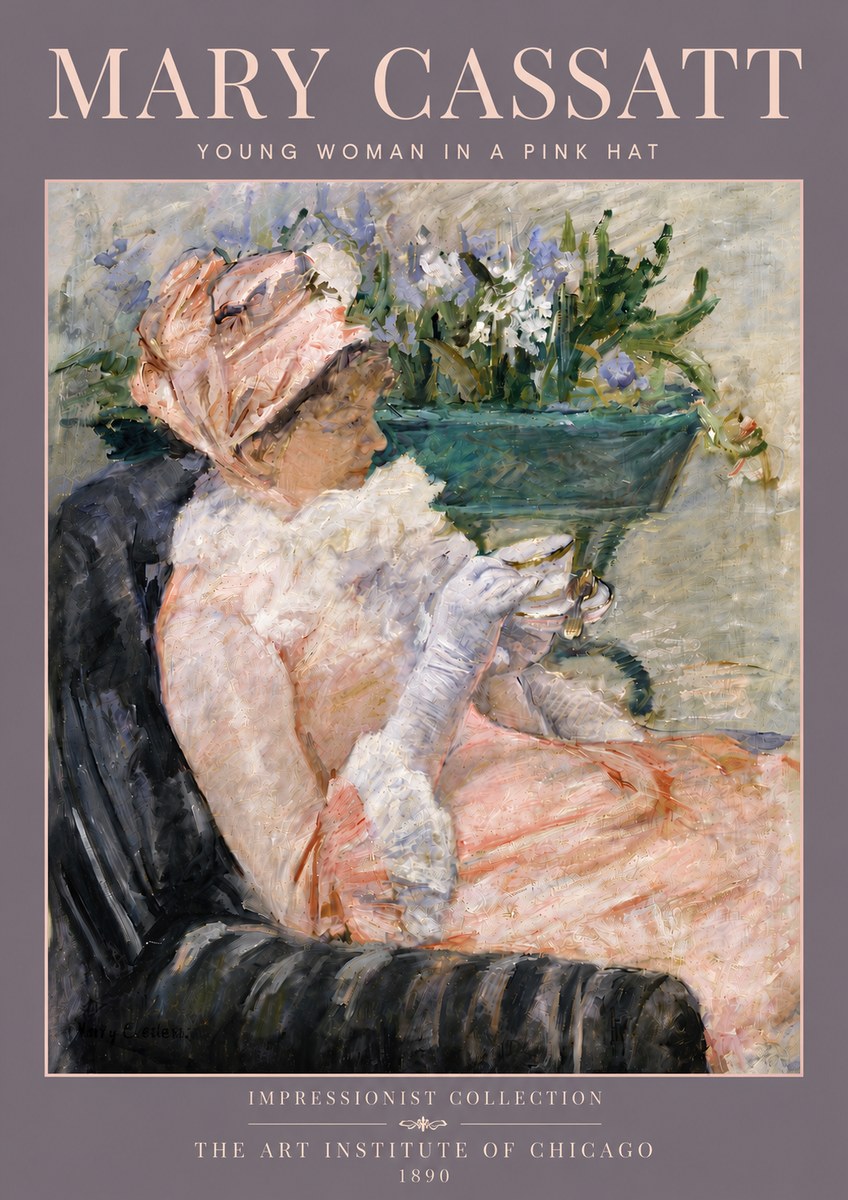 Mary Cassatt Young Woman in a Pink Hat No5 - Poster