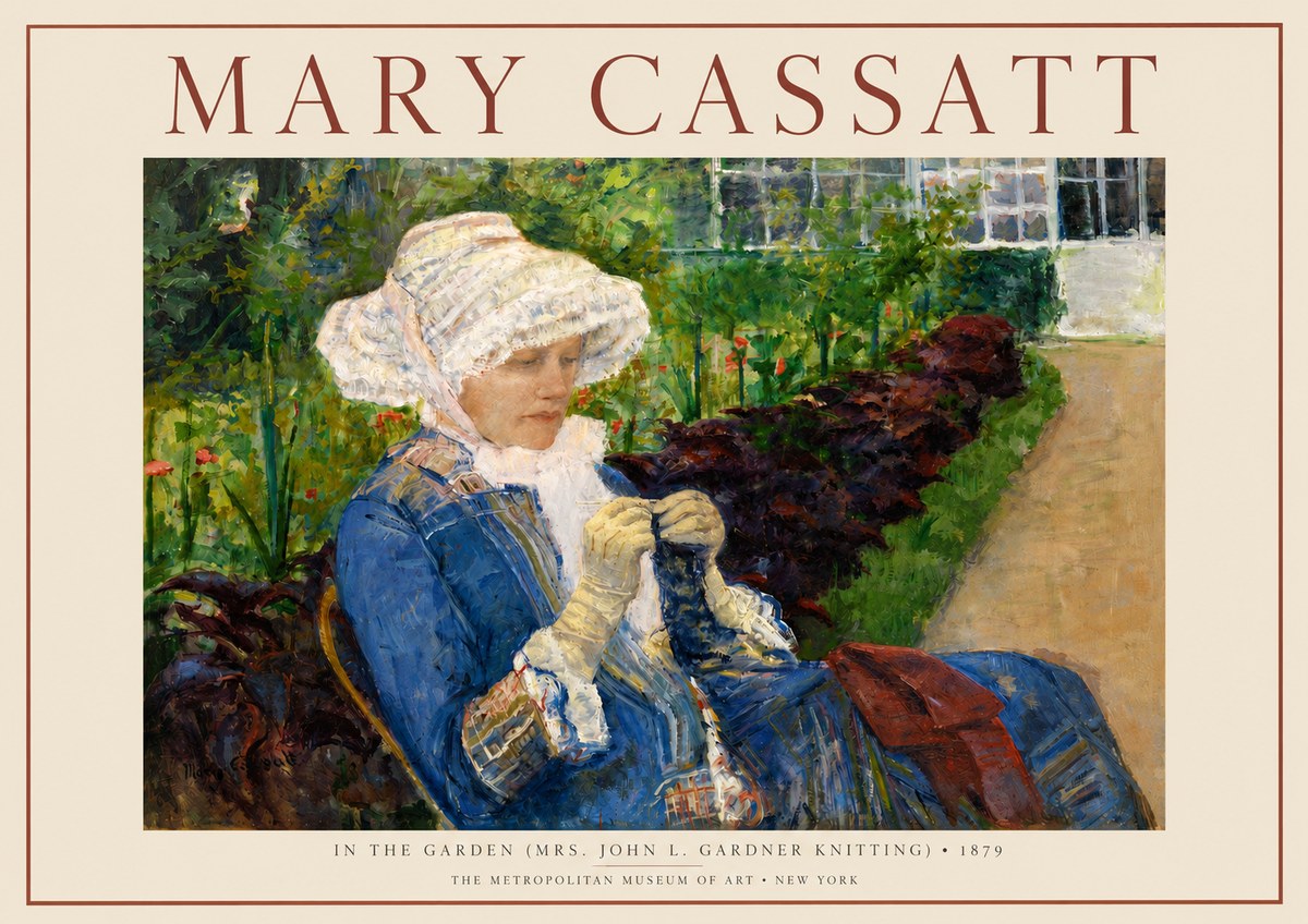 Mary Cassatt In the Garden (Mrs. John L. Gardner Knitting) No3 - Poster