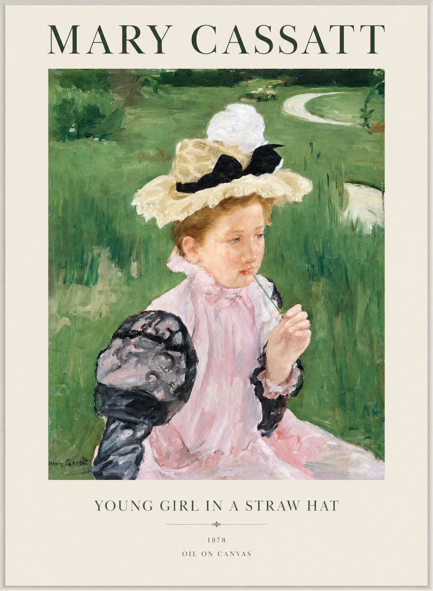 Mary Cassatt Young Girl in a Straw Hat No1 - Poster